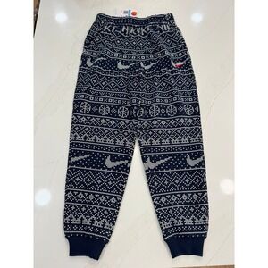 Nike Kids Navy White‎ Fair Isle Print Jogger Pants Standard Fit Sz M